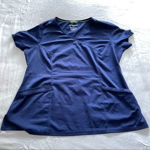 HH Works by Healing Hands Navy Mock Wrap Scrub Top - XL